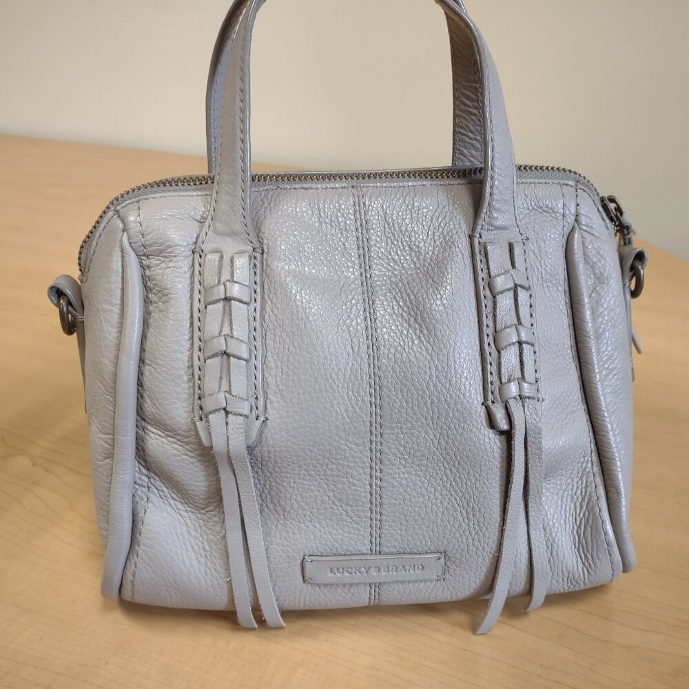 Lucky Brand - taupe leather crossbody shoulder bag with tassels